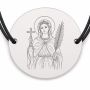 Brățară argint 925 cu bănuț Sfânta Iuliana, șnur negru reglabil — R0044