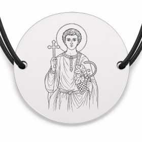 Brățară argint 925 cu bănuț Sfântul Trifon, șnur negru reglabil — R0046