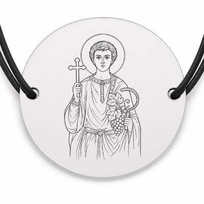 Brățară argint 925 cu bănuț Sfântul Trifon, șnur negru reglabil — R0046