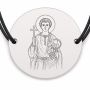 Brățară argint 925 cu bănuț Sfântul Trifon, șnur negru reglabil — R0046