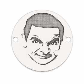 Bănuț argint 925 gravat chip de comediant, Ø 16,5 mm — cadou amuzant E1237