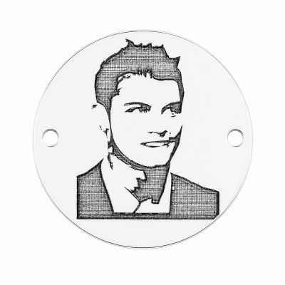 Bănuț argint 925 gravat portret de sportiv, Ø 16,5 mm E1235
