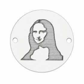 Bănuț argint 925 gravat portret clasic de femeie, Ø 16,5 mm E1233