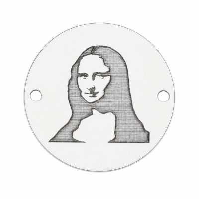 Bănuț argint 925 gravat portret clasic de femeie, Ø 16,5 mm E1233