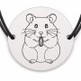 Brățară argint 925 cu bănuț gravat hamster, șnur negru reglabil — R0084