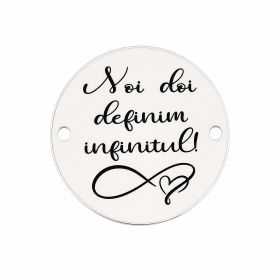 Bănuț argint 925 gravat mesajul Noi doi definim infinitul și simbol infinit, Ø 16,5 mm — pentru cuplu E1698
