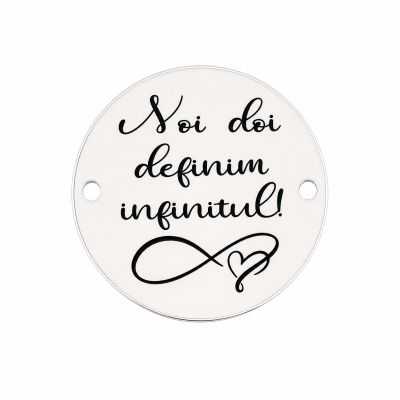 Bănuț argint 925 gravat mesajul Noi doi definim infinitul și simbol infinit, Ø 16,5 mm — pentru cuplu E1698
