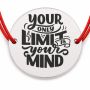Brățară argint 925 cu bănuț mesajul Your only limit is your mind, șnur reglabil — cadou motivațional B-E1268