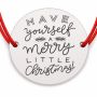 Brățară argint 925 cu bănuț mesajul Have yourself a merry little Christmas, șnur reglabil — cadou de Crăciun B-E1324