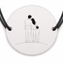 Brățară argint 925 cu bănuț gravat familia pe deal, șnur negru reglabil — R0144
