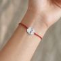 Brățară argint 925 cu bănuț siluetă de femeie cu cap de trandafir, șnur reglabil — cadou pentru ea B-E1364