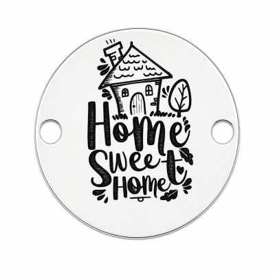 Bănuț argint 925 gravat căsuță și mesajul Home Sweet Home, Ø 16,5 mm — de casă nouă E0785