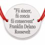 Brățară argint 925 cu bănuț citat despre sinceritate și consecvență, șnur reglabil — cadou motivațional B-E0744