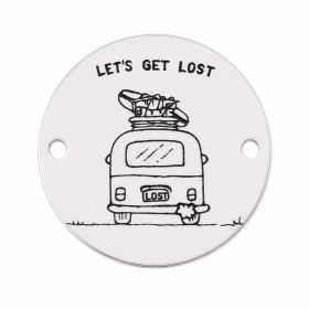 Bănuț argint 925 gravat rulotă și mesajul Let's Get Lost, Ø 16,5 mm — pentru călători E1322