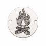 Bănuț argint 925 gravat foc de tabără cu brad, lună și stele, Ø 16,5 mm — pentru iubitorii de natură E0779