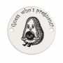 Bănuț argint 925 gravat avocado și mesajul Guess who's pregnant?, Ø 16,5 mm — pentru anunț de sarcină E1348