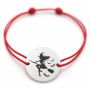 Brățară argint 925 cu bănuț vrăjitoare pe mătură și lilieci, șnur reglabil — cadou de Halloween B-E0748