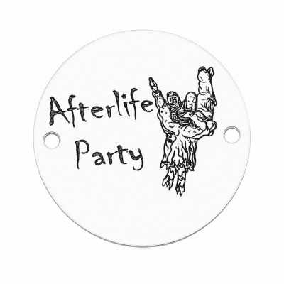 Bănuț argint 925 gravat mesajul Afterlife Party și personaj scheletic, Ø 16,5 mm — de Halloween E0720