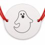 Brățară argint 925 cu bănuț fantomă prietenoasă, șnur reglabil — cadou de Halloween B-E0918