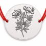 Brățară argint 925 cu bănuț floare stilizată, șnur reglabil — cadou de primăvară B-E1975