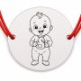 Brățară argint 925 cu bănuț gravat bebe cu rățușca de baie, șnur roșu reglabil — R0174