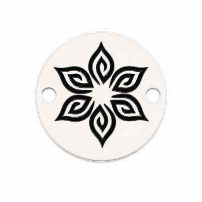 Bănuț argint 925 gravat floare ornamentală cu șase petale, Ø 12 mm — de primăvară E1935