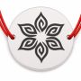 Brățară argint 925 cu bănuț floare ornamentală cu șase petale, șnur reglabil — cadou de primăvară B-E1935
