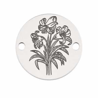 Bănuț argint 925 gravat buchet de crini, Ø 12 mm — de primăvară E1959