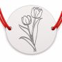 Brățară argint 925 cu bănuț lalele, șnur reglabil — cadou de primăvară B-E1963