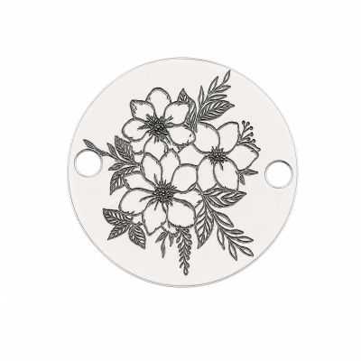 Bănuț argint 925 gravat buchet de flori, Ø 12 mm — de primăvară E1966
