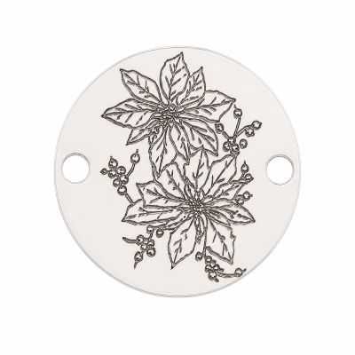 Bănuț argint 925 gravat flori ornamentale, Ø 12 mm — de primăvară E1971