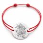 Brățară argint 925 cu bănuț flori ornamentale, șnur reglabil — cadou de primăvară B-E1971