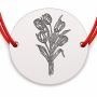 Brățară argint 925 cu bănuț buchet de lalele, șnur reglabil — cadou de primăvară B-E1972