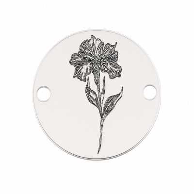Bănuț argint 925 gravat floare de iris, Ø 12 mm — de primăvară E1973