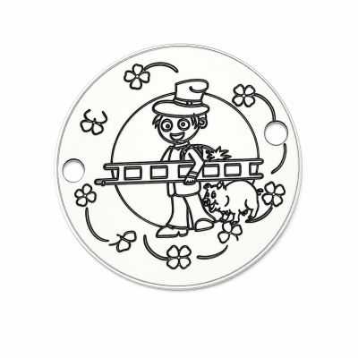 Bănuț argint 925 gravat coșar norocos, Ø 12 mm — norocos E2074