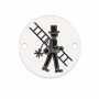 Bănuț argint 925 gravat coșar cu scară, Ø 12 mm — norocos E1930