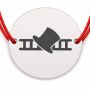 Brățară argint 925 cu bănuț pălărie și scări de coșar, șnur reglabil — cadou norocos B-E2077