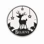 Bănuț argint 925 gravat ren, stele și mesajul BELIEVE, Ø 16,5 mm — de Crăciun E1383