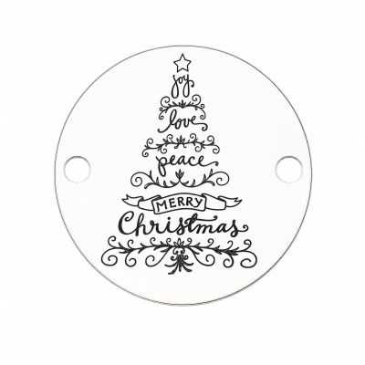Bănuț argint 925 gravat brad din cuvinte festive, Ø 16,5 mm — de Crăciun E0728