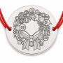 Brățară argint 925 cu bănuț coroniță din globuri și fundă, șnur reglabil — cadou de Crăciun B-E0997
