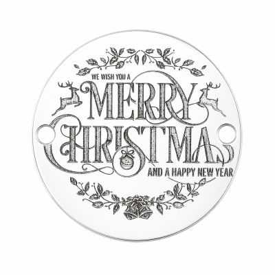 Bănuț argint 925 gravat mesaj vintage Merry Christmas, Ø 16,5 mm — de Crăciun E0998