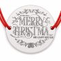 Brățară argint 925 cu bănuț mesaj vintage Merry Christmas, șnur reglabil — cadou de Crăciun B-E0998