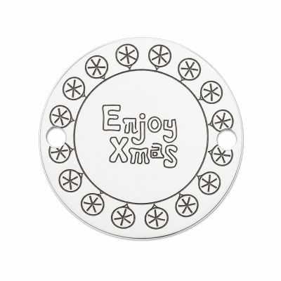 Bănuț argint 925 gravat mesaj Enjoy Xmas și globuri, Ø 16,5 mm — de Crăciun E1000