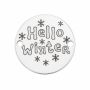 Bănuț argint 925 gravat mesaj Hello Winter și fulgi, Ø 16,5 mm — de iarnă E0971