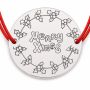 Brățară argint 925 cu bănuț coroniță de ilice și mesaj Merry Xmas, șnur reglabil — cadou de Crăciun B-E0979