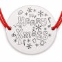 Brățară argint 925 cu bănuț mesaj Merry Xmass și fulgi, șnur reglabil — cadou de Crăciun B-E1002