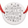 Brățară argint 925 cu bănuț mesaj Happy New Year și fulgi, șnur reglabil — cadou de Anul Nou B-E1001