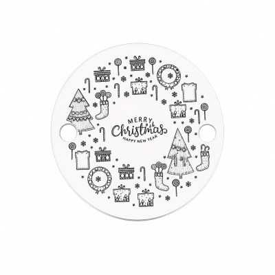 Bănuț argint 925 gravat mesaj Merry Christmas și simboluri festive, Ø 16,5 mm — de Crăciun E0989