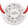 Brățară argint 925 cu bănuț mesaj Merry Christmas și simboluri festive, șnur reglabil — cadou de Crăciun B-E0989