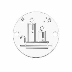 Bănuț argint 925 gravat două lumânări aprinse, Ø 16,5 mm — de Crăciun E1012